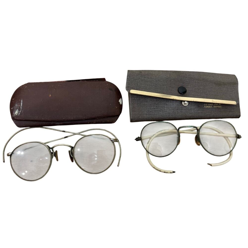 VTG Pair 2 Wire Metal Full Vue Style Optical Eyeglasses Protective? Frames Only